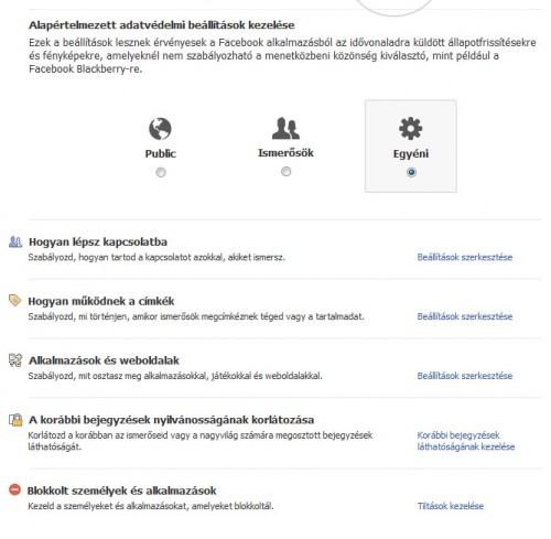 Adatvédelmi beállítások a Facebookon
